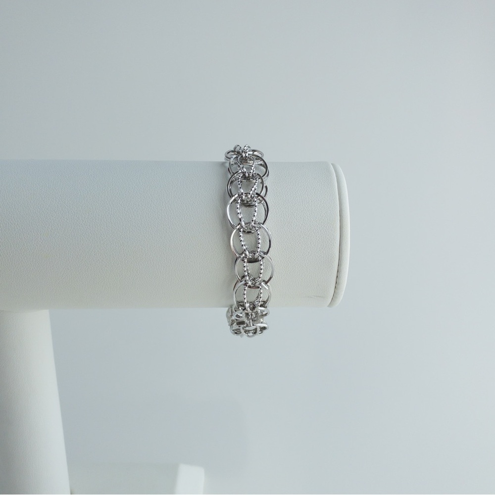 Forstner Vintage Sterling Silver Charm Bracelet Mesh Twisted Weave Chain 7.5in - Picture 1 of 16